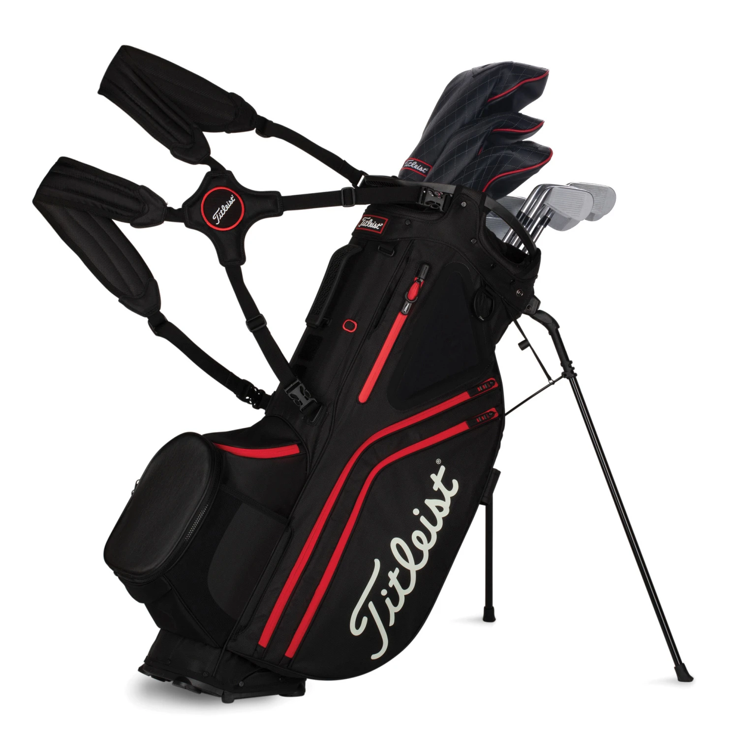 Titleist Hybrid 14 Golf Stand Bag - Black/Red 3 Titleist Hybrid 14 Golf Stand Bag - Black/Red