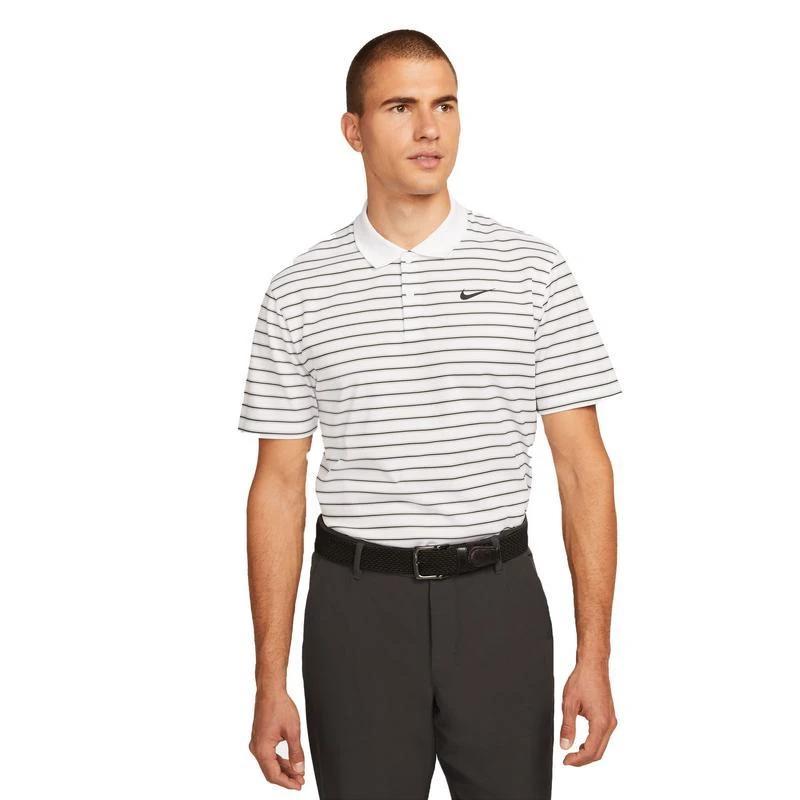 Nike Dri-Fit Victory Stripe Golf Polo Shirt - White/Black 3 Nike Dri-Fit Victory Stripe Golf Polo Shirt - White/Black